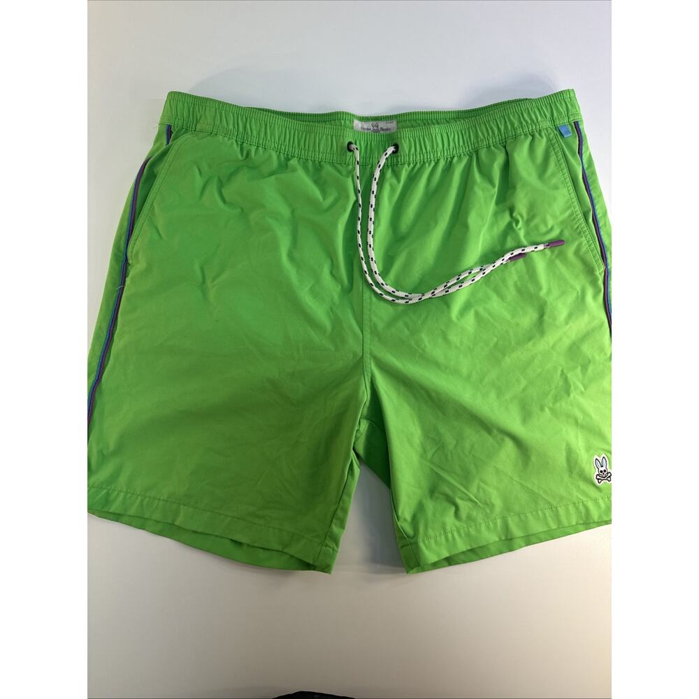 Psycho Bunny Swim Trunks Mens 2XL Neon Green Embroidered Logo Elastic XXL